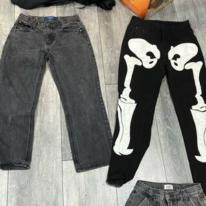 Grey/black emo baggy jeans